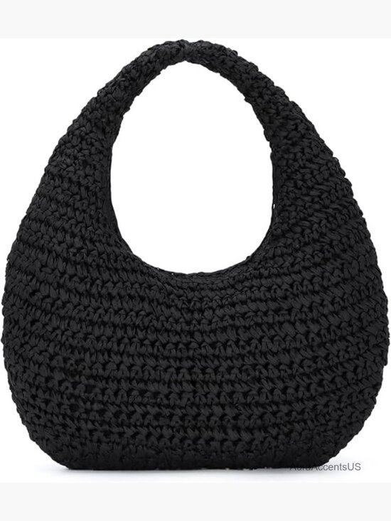 Handbags - Crescent Straw Shoulder Bag Summer Beach Tote Handwoven Hobo Bag Purse